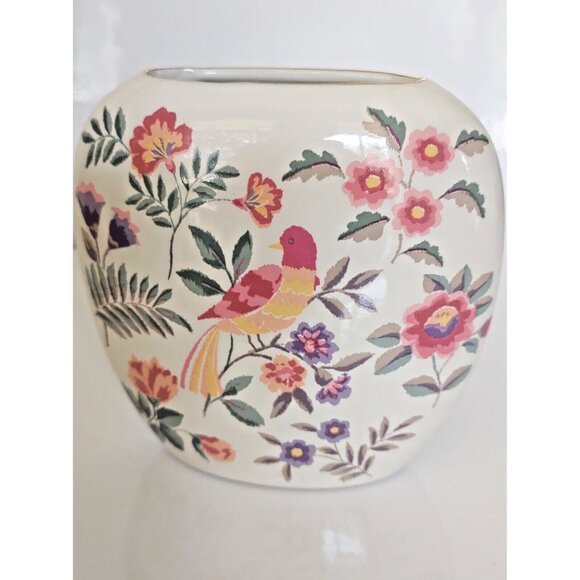 Japanese Otagiri Vase, Otagiri Royal Garden Floral Pillow Vase 4 1/2" - Picture 8 of 13